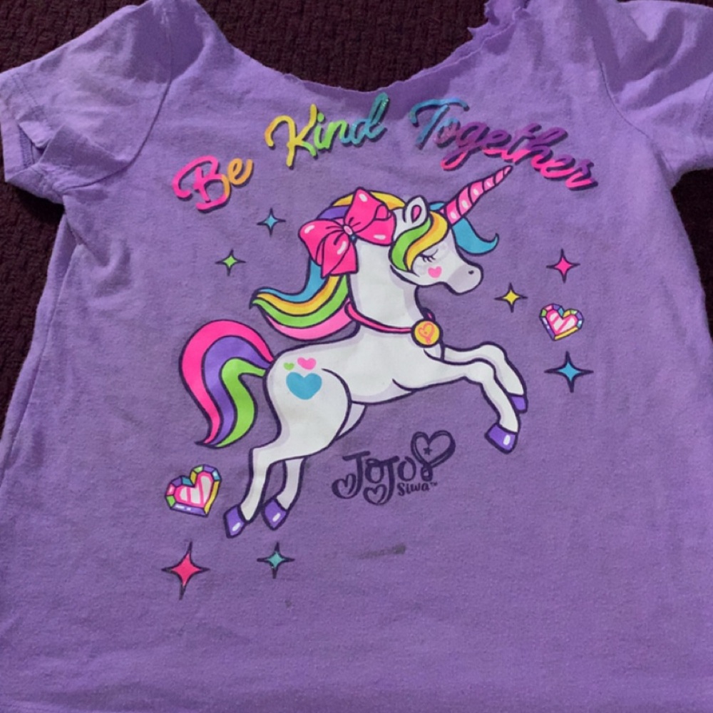 JoJo Siwa Purple Unicorn Tee with Rainbow Accents